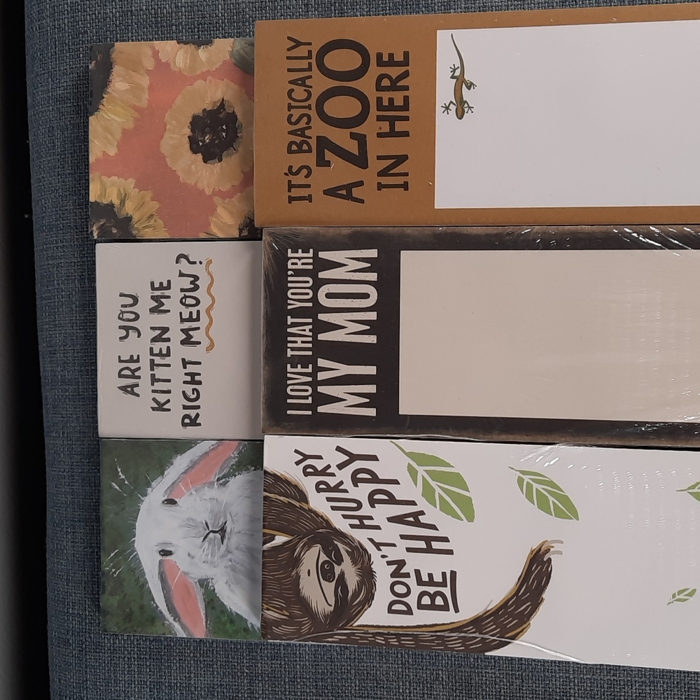 Set 6 Assorted List Note Pad Paper To-Do Grocery Magnetic Fun Cute NWT